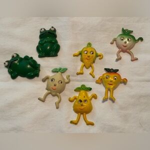 Vintage Anthropomorphic Fruit/Vegetable & Frog Refrigerator Magnets